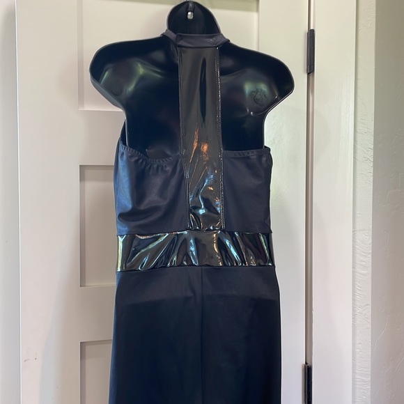 Kizzi black unitard pleather trim adult XXL - Picture 3 of 6